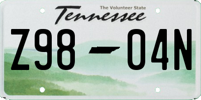 TN license plate Z9804N