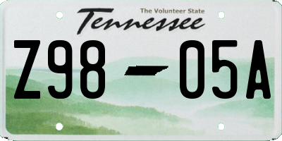 TN license plate Z9805A