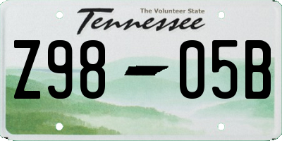 TN license plate Z9805B