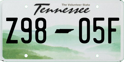 TN license plate Z9805F