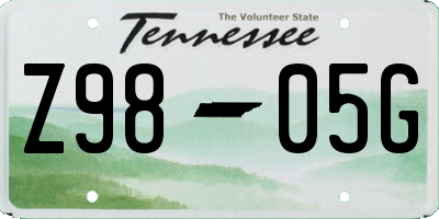 TN license plate Z9805G