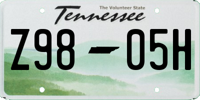 TN license plate Z9805H