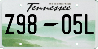 TN license plate Z9805L