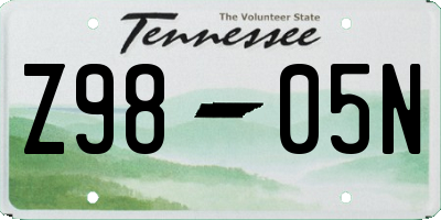 TN license plate Z9805N