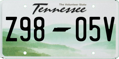 TN license plate Z9805V