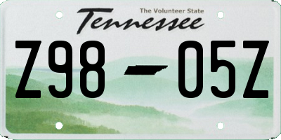 TN license plate Z9805Z