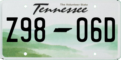 TN license plate Z9806D