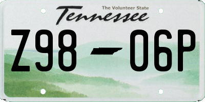 TN license plate Z9806P