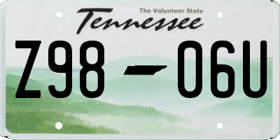 TN license plate Z9806U