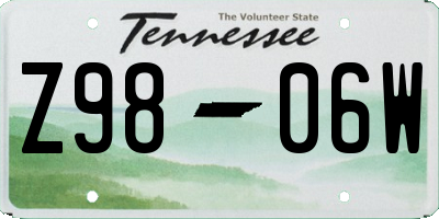 TN license plate Z9806W