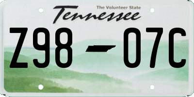 TN license plate Z9807C