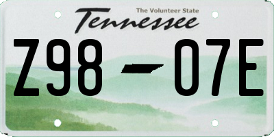 TN license plate Z9807E