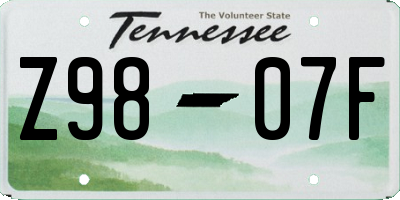 TN license plate Z9807F