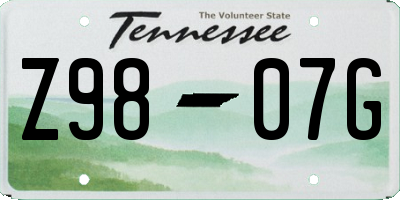 TN license plate Z9807G