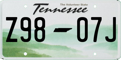 TN license plate Z9807J