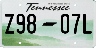 TN license plate Z9807L