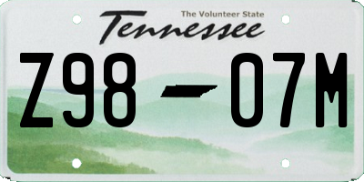 TN license plate Z9807M