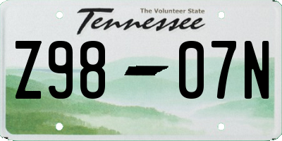 TN license plate Z9807N