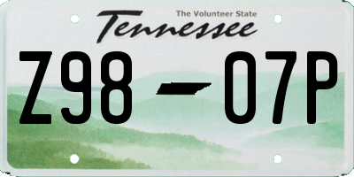 TN license plate Z9807P