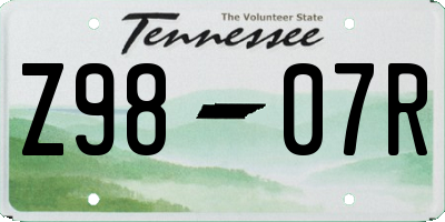 TN license plate Z9807R