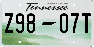 TN license plate Z9807T