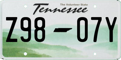 TN license plate Z9807Y