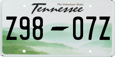 TN license plate Z9807Z