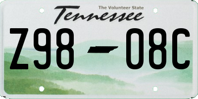 TN license plate Z9808C