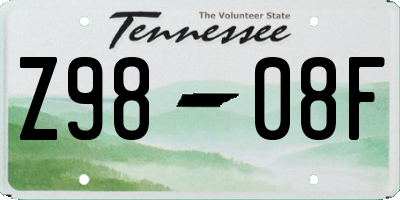 TN license plate Z9808F