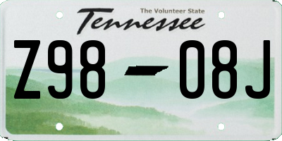 TN license plate Z9808J