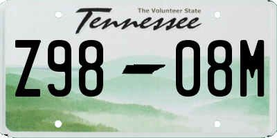 TN license plate Z9808M