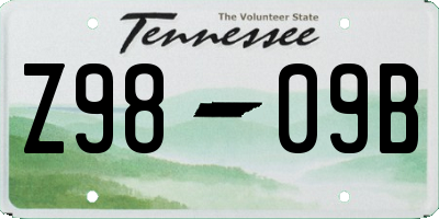 TN license plate Z9809B