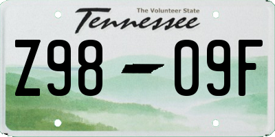 TN license plate Z9809F