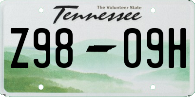 TN license plate Z9809H