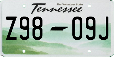 TN license plate Z9809J