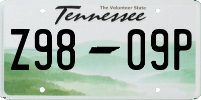 TN license plate Z9809P