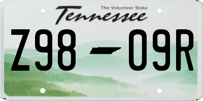 TN license plate Z9809R