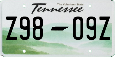 TN license plate Z9809Z