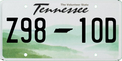 TN license plate Z9810D