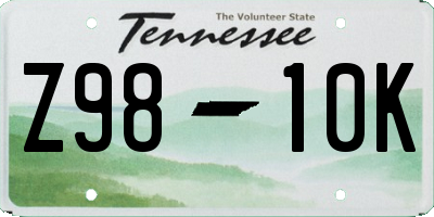 TN license plate Z9810K