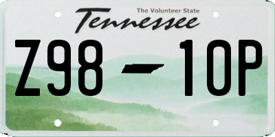 TN license plate Z9810P