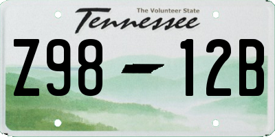 TN license plate Z9812B