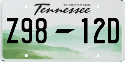 TN license plate Z9812D