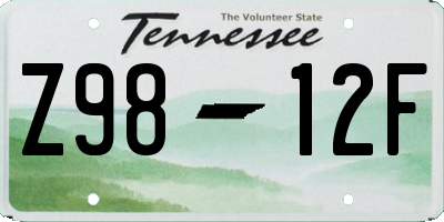 TN license plate Z9812F