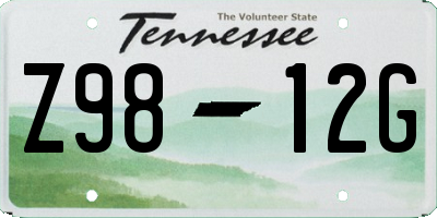 TN license plate Z9812G