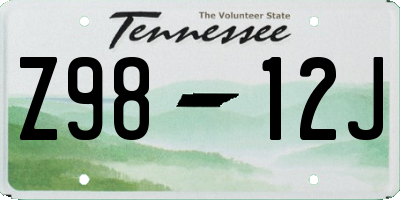 TN license plate Z9812J