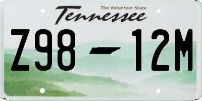 TN license plate Z9812M