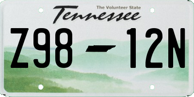 TN license plate Z9812N