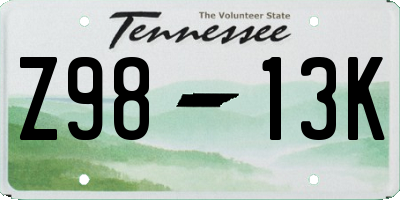 TN license plate Z9813K