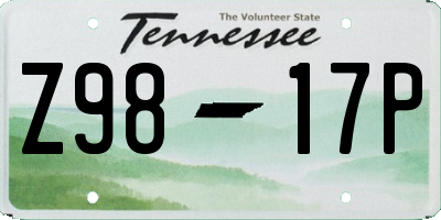 TN license plate Z9817P